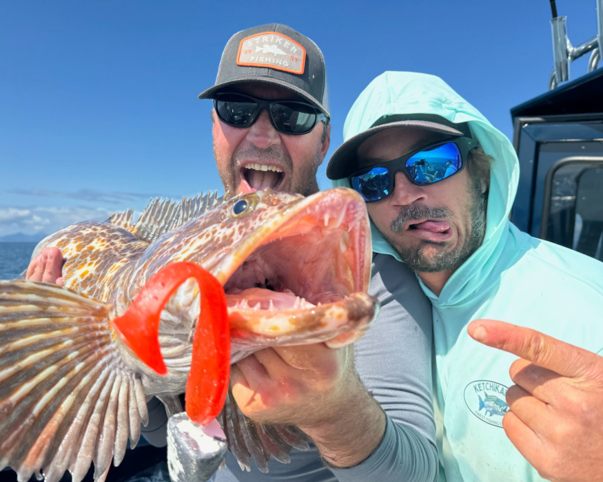 Captain Lukas, a ketchikan fishing guide, holding a rockfish