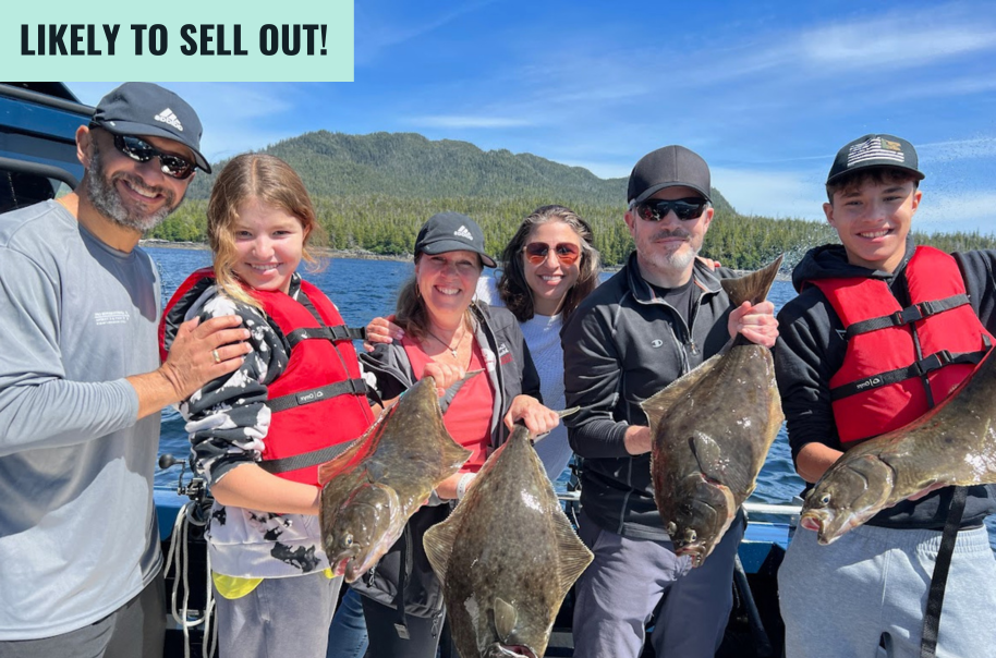 Halibut fishing charter in Ketchikan, Alaska. You can take up to 6 people per boat (4 boats available). Rates start at $400 per person based on a 4 person minimum.
